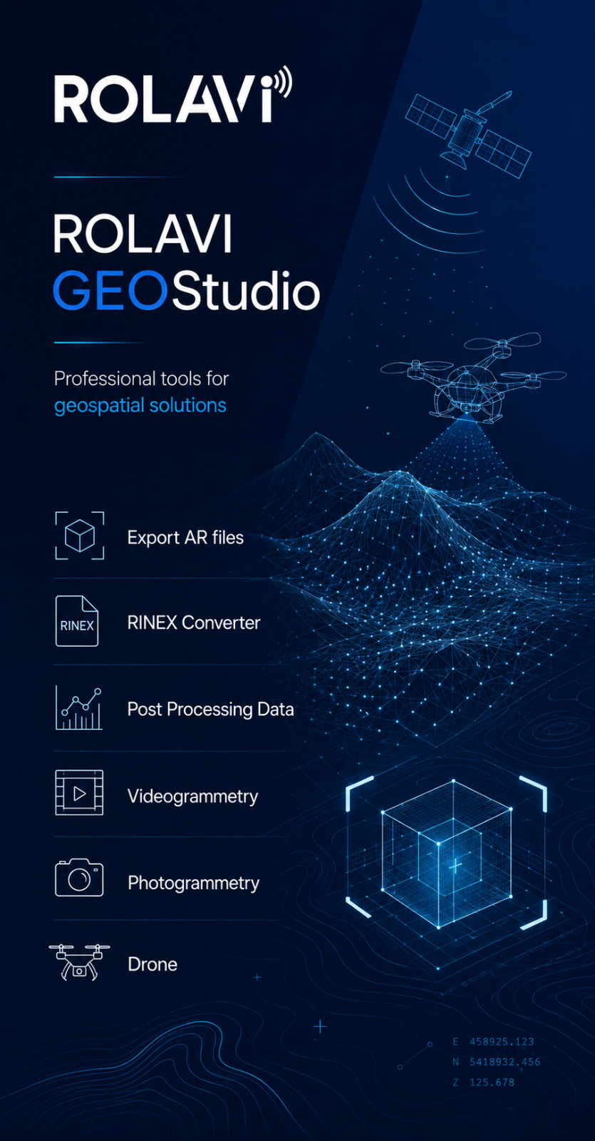 Ferramentas profissionais do ROLAVI GEOStudio para soluções geoespaciais