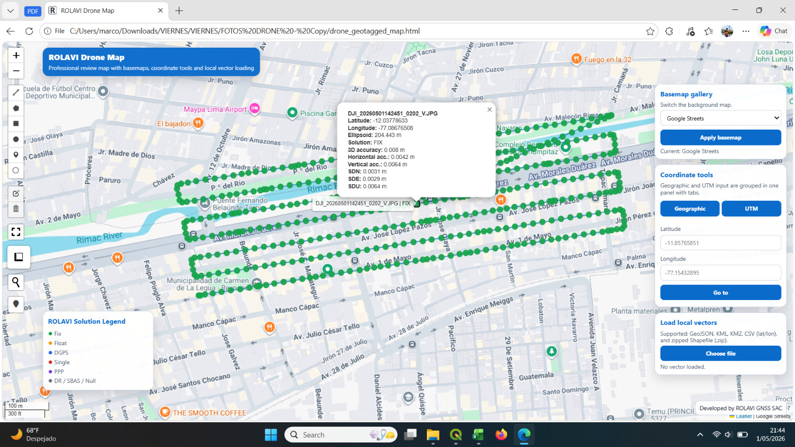 Drone PPK data processamento in ROLAVI GEOStudio.