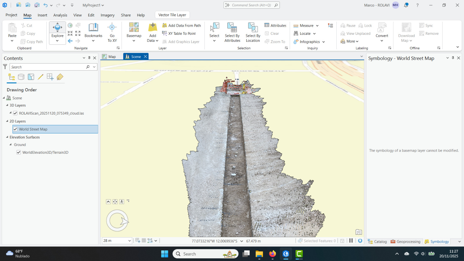 LAS point cloud viewed in GIS software
