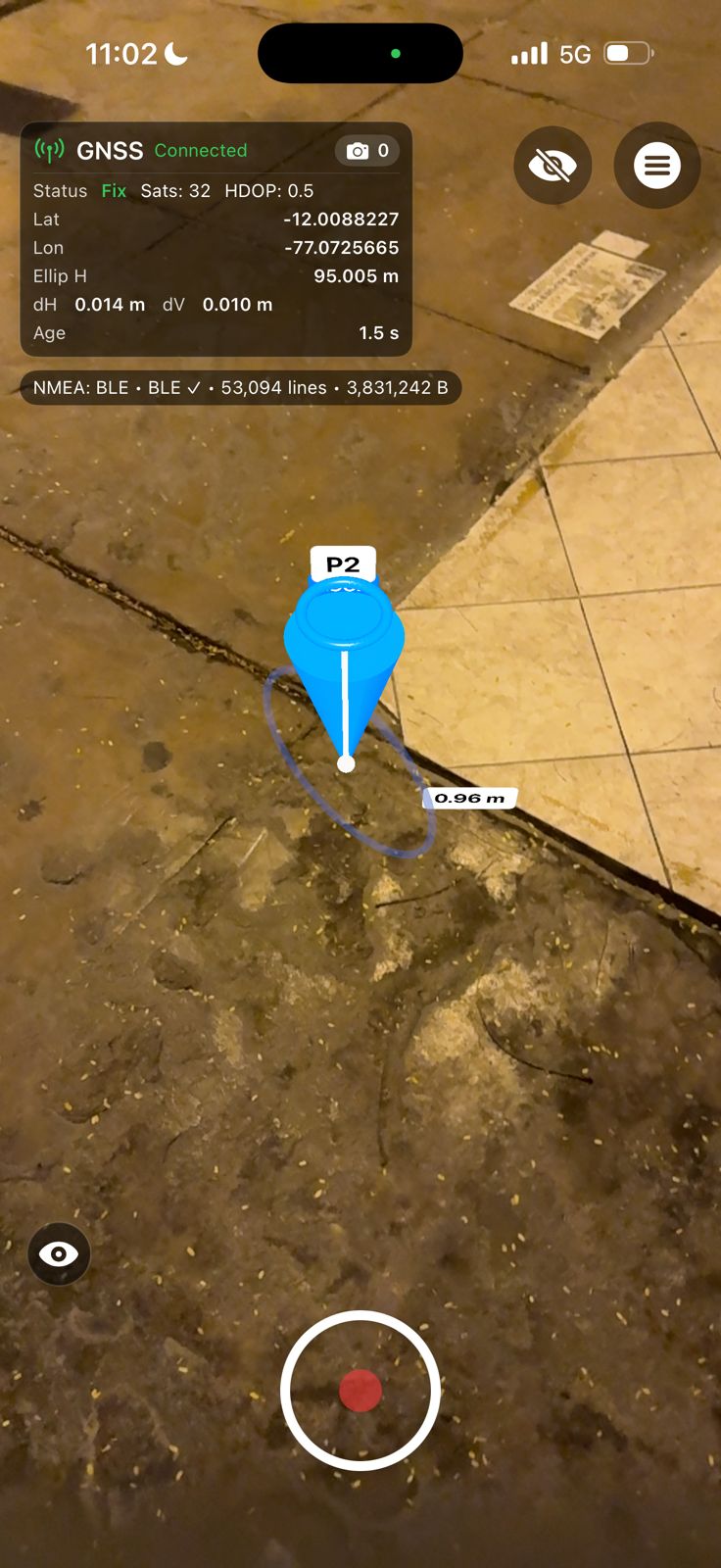 AR stakeout visualization on a mobile screen