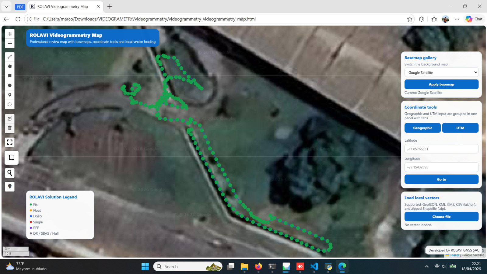 ROLAVI videogrammetry map screenshot