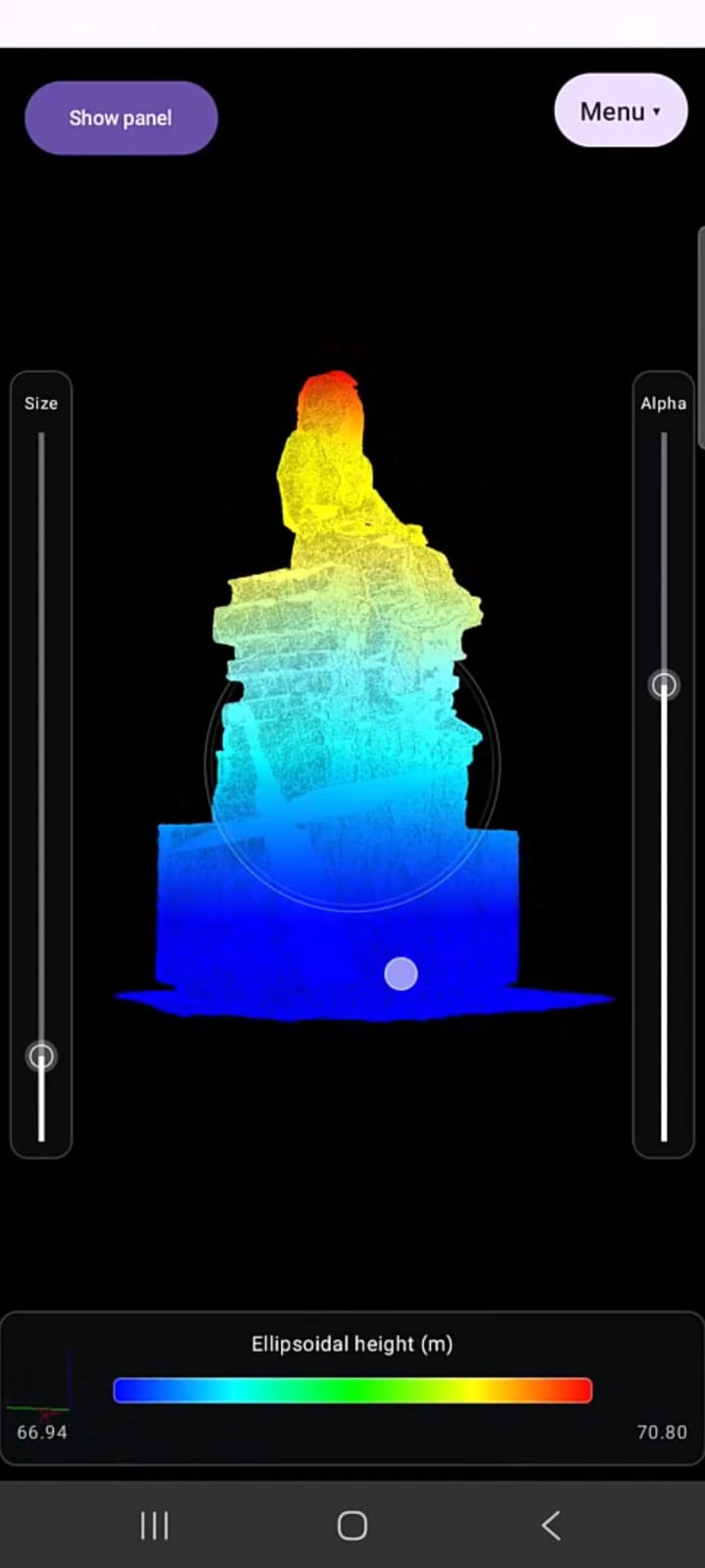 ROLAVIScan colored height model on mobile screen