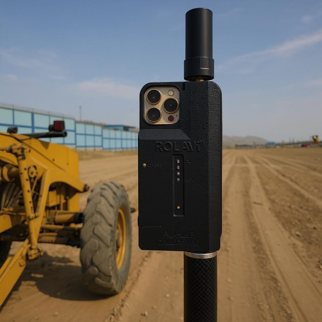 Close-up of ROLAVI RL-HL02 receiver on a construction site