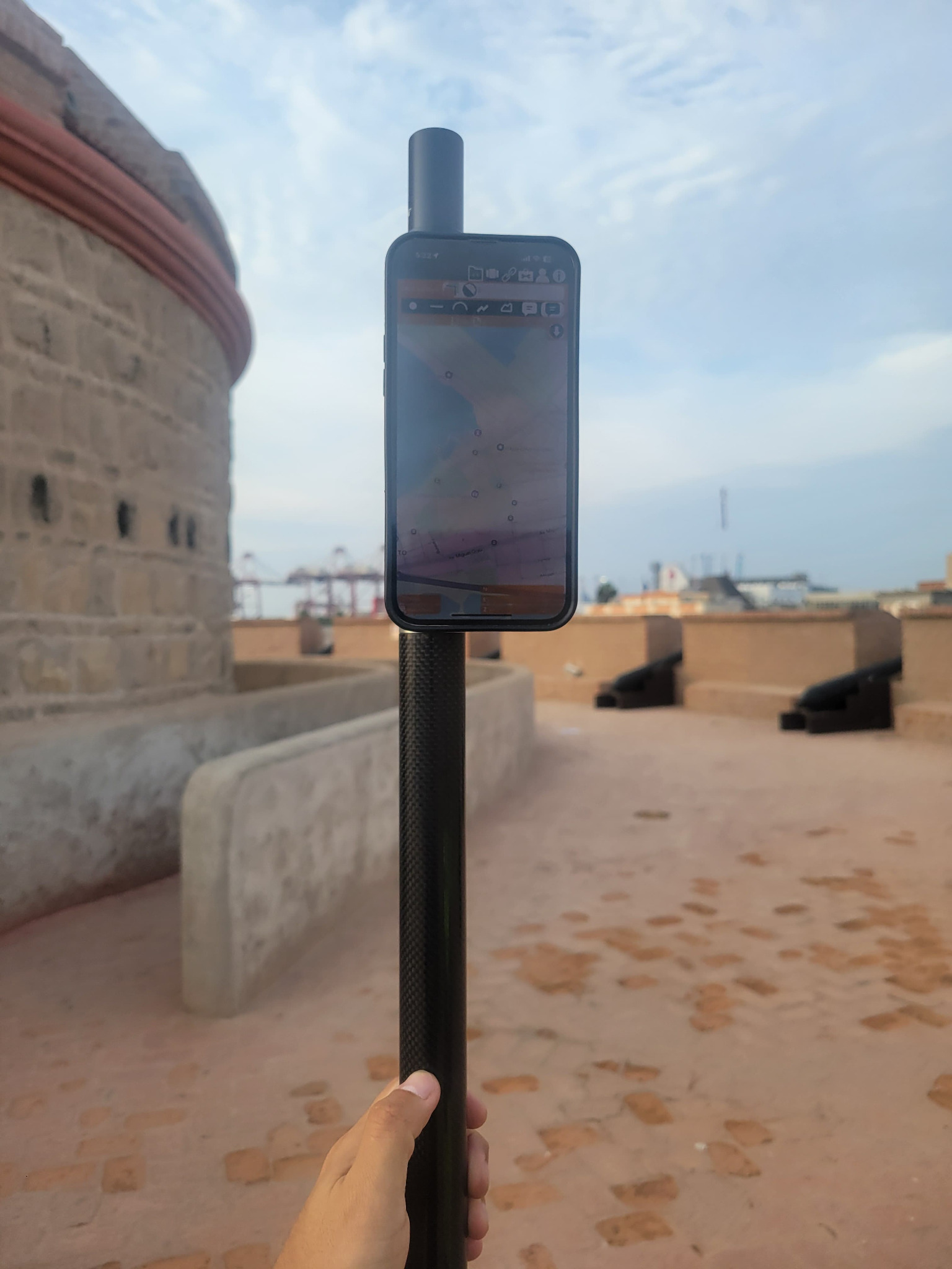 ROLAVI receiver on a pole near a historic fort